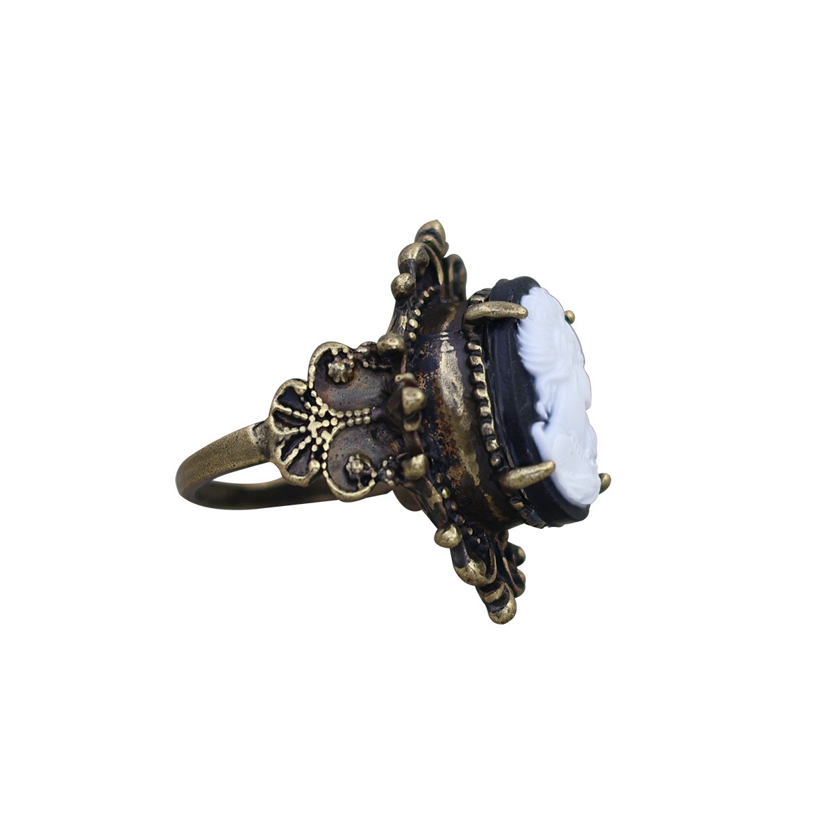 10pcs Vintage Lady Cameo Rings Bulk Antique Bronze Plated Assorted Jewelry