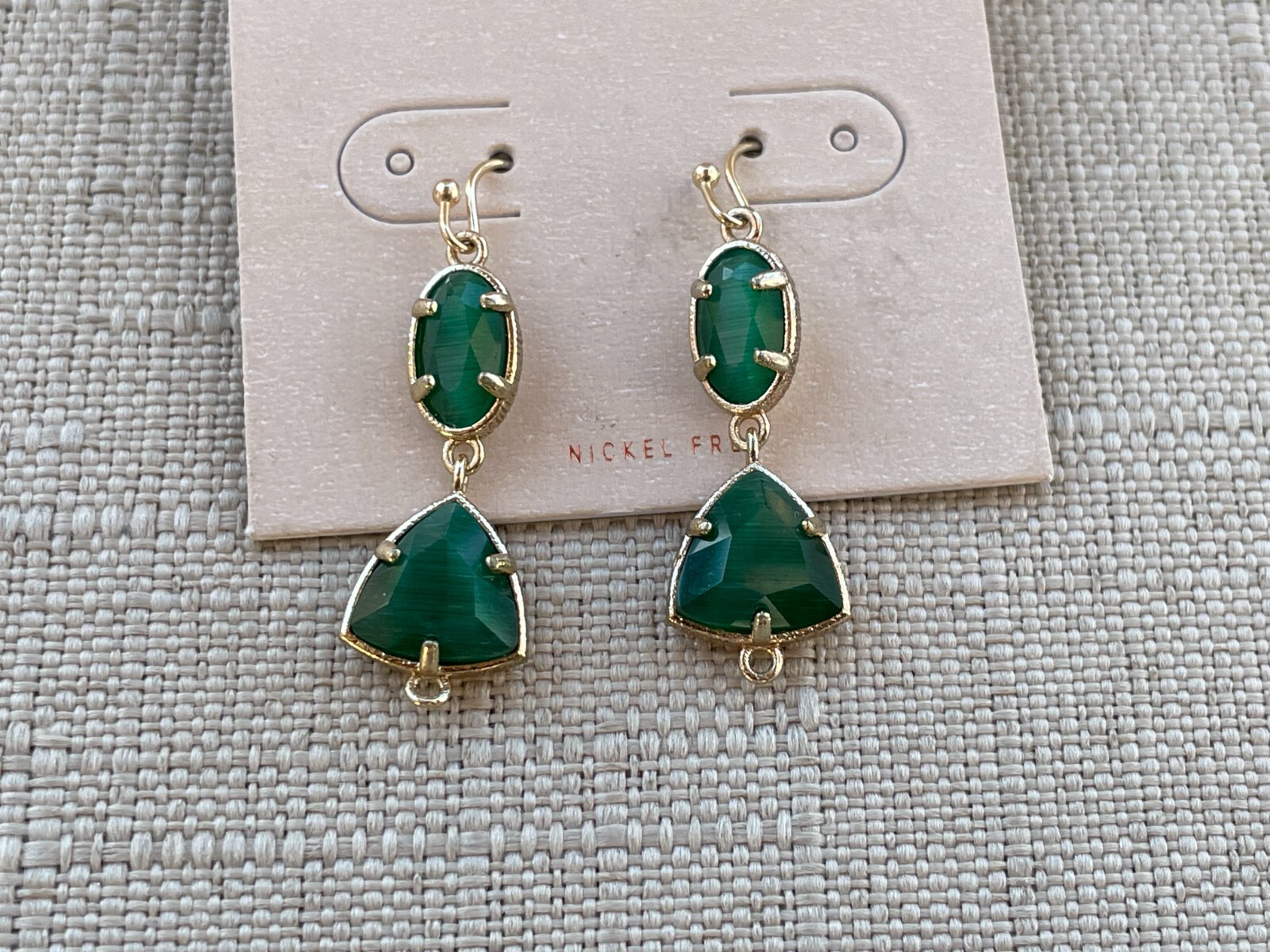 14th & Union Women Earrings Green Stone Gold Tone Fashion Jewelry new