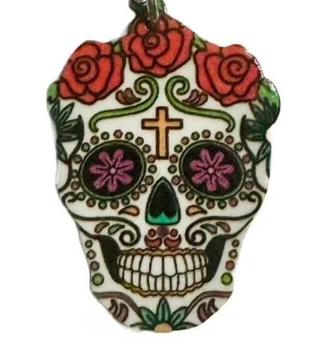 Dia de los Muertos necklace or earrings – made to order! Sugar Skull, Halloween