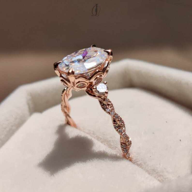 Gold Moissanite Engagement Ring Handmade Ring For Her Womens Ring Bridal Ring