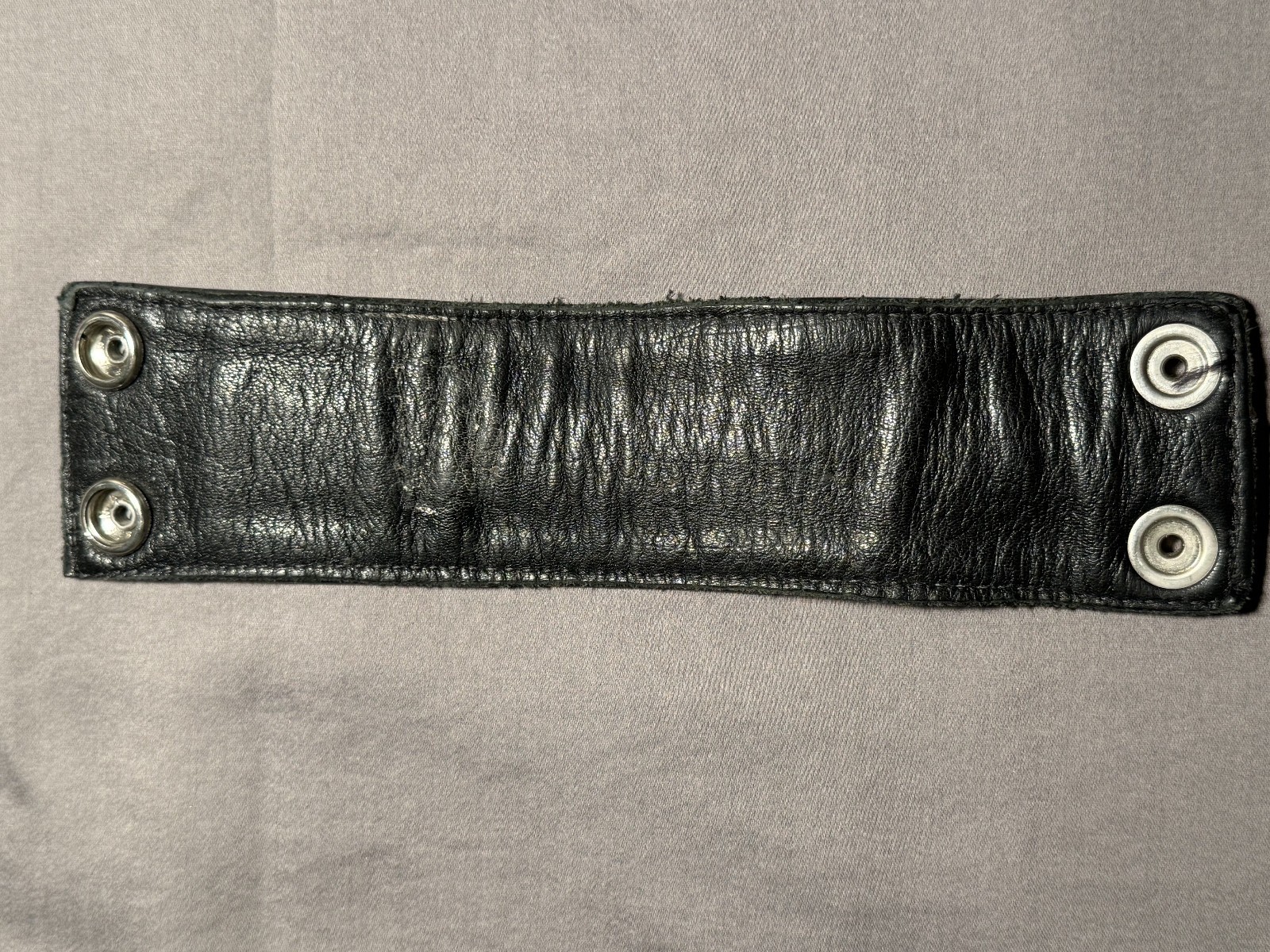 Handmade Leather Cuff Bracelet – Black & Yellow – Snap Closure