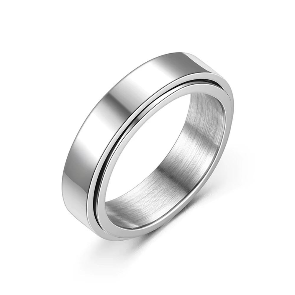 Stainless Steel Anxiety Fidget Spinner Ring Rotating Spinning Anti Stress Mood