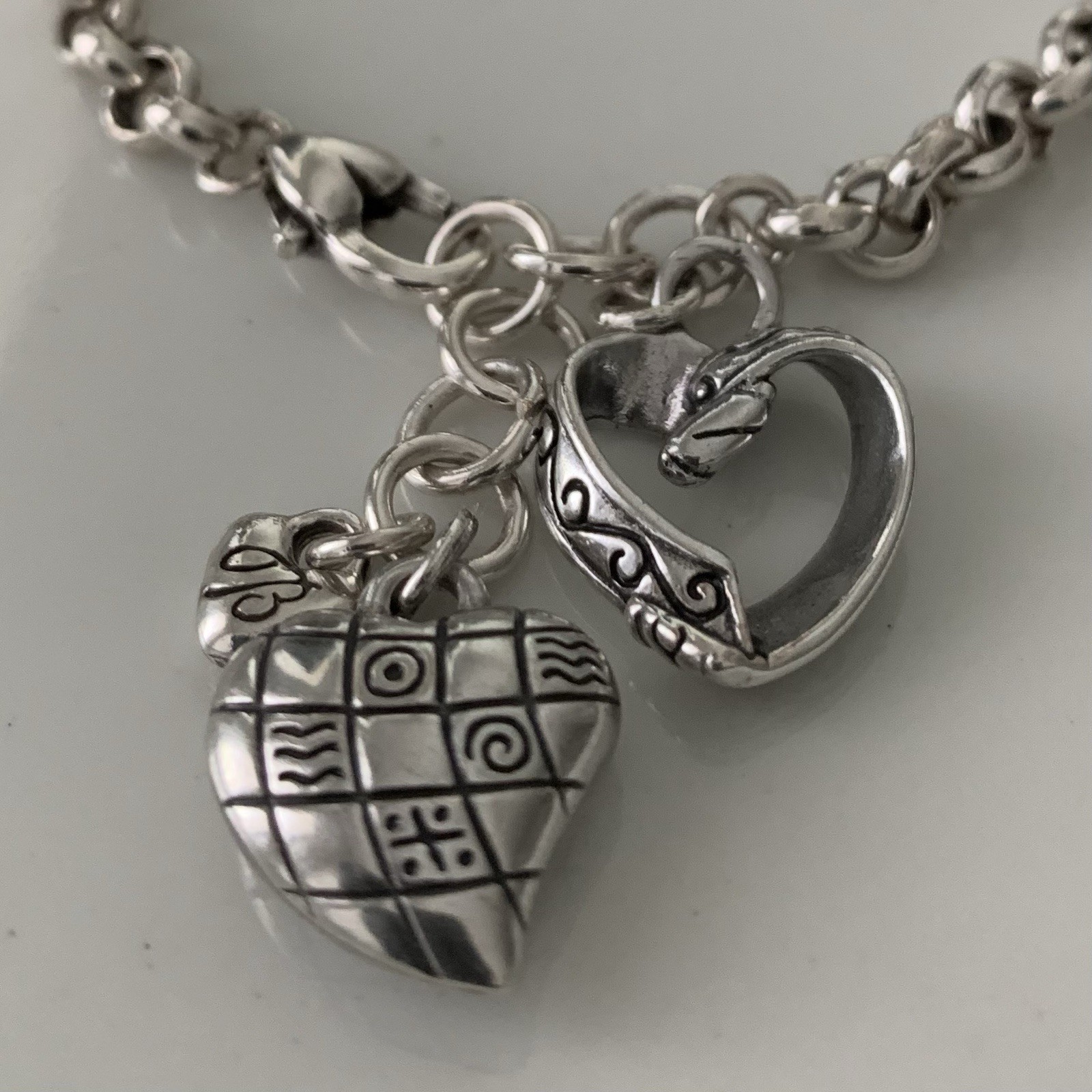 Brighton HOPSCOTCH & SWIRLS HEART LOVERS, Size 7.5-8 Inch Bracelet
