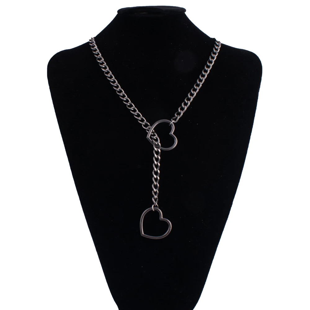 Heart Lock Slip Chain Necklace Love Chains Choker Padlock Collar for Women