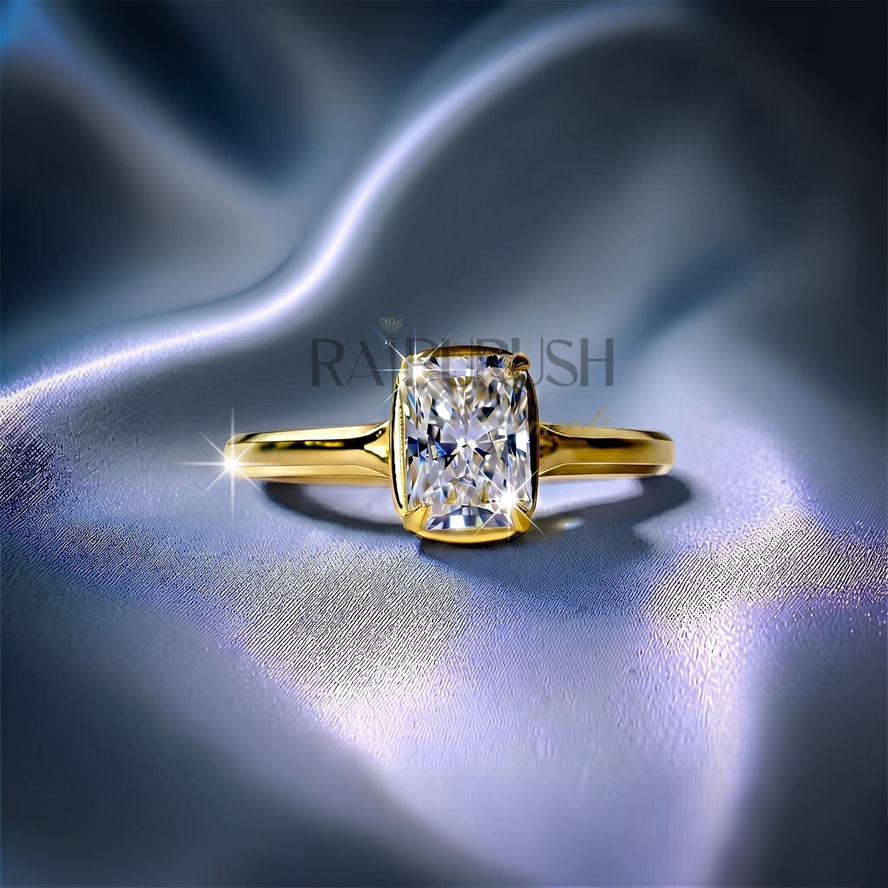 1CT Radiant Cut Moissanite Engagement Ring Solitaire Gold Plated 925 Silver