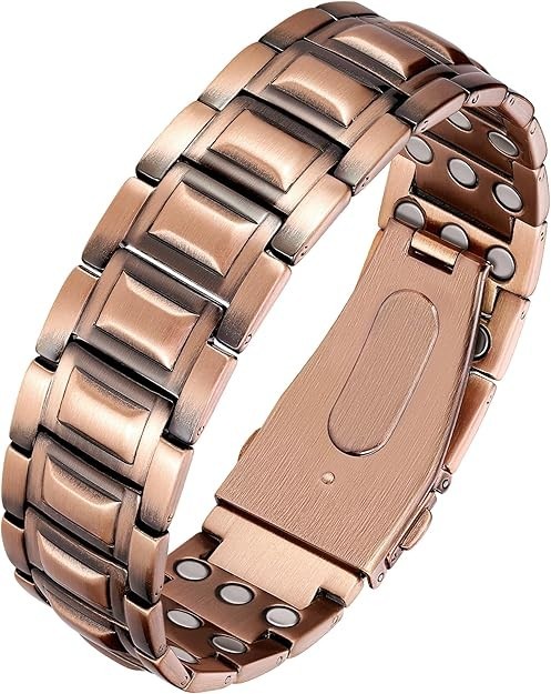 Feraco 99.99% Pure Copper Bracelet Men 3 Row Neodymium Magnets