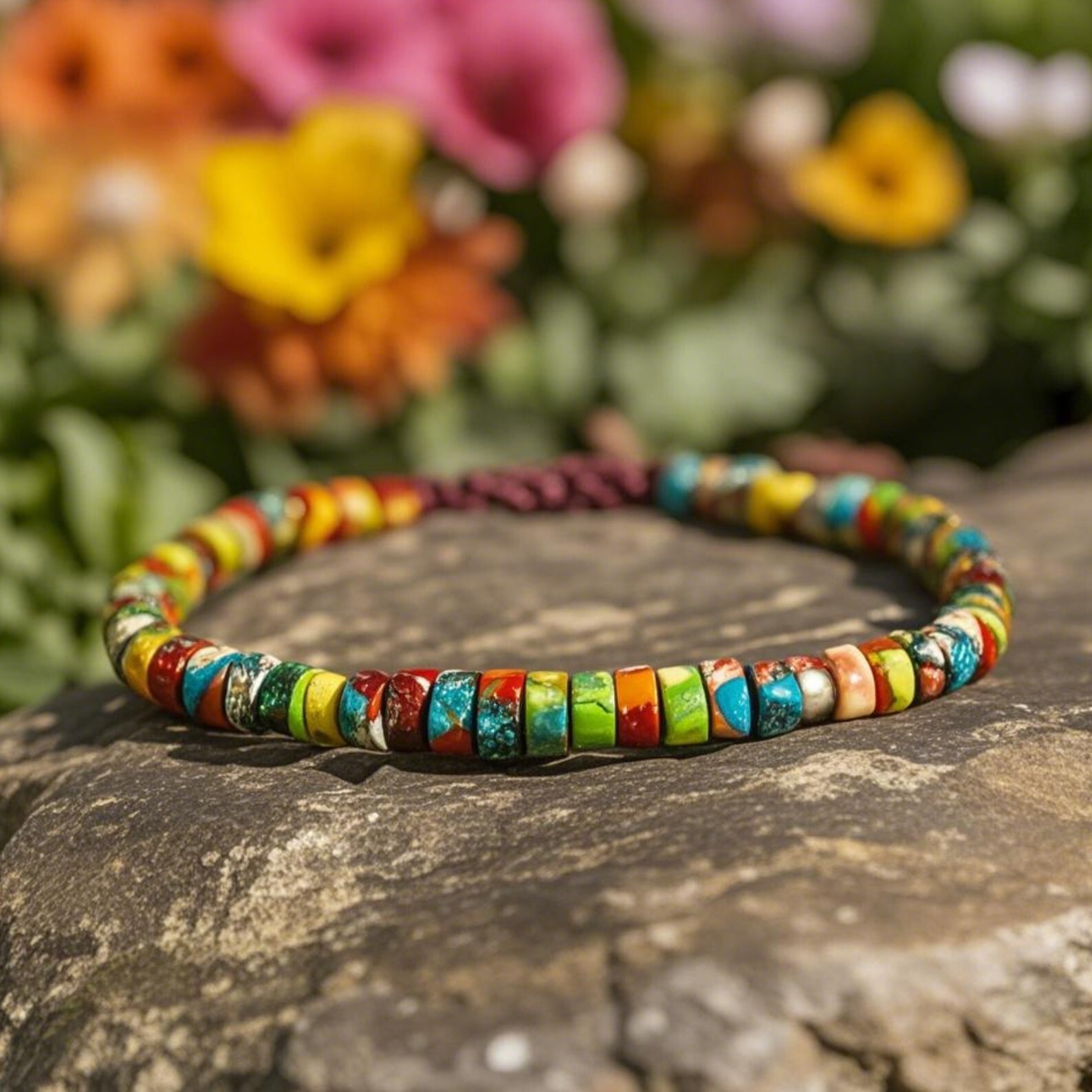Colorful Sea Sediment 4mm Beads Handmade Braided Chakra Reiki Bracelet for Women