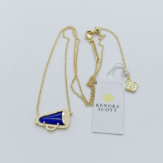 New Kendra Scott Cheer Gold Pendant Necklace In Cobalt Blue