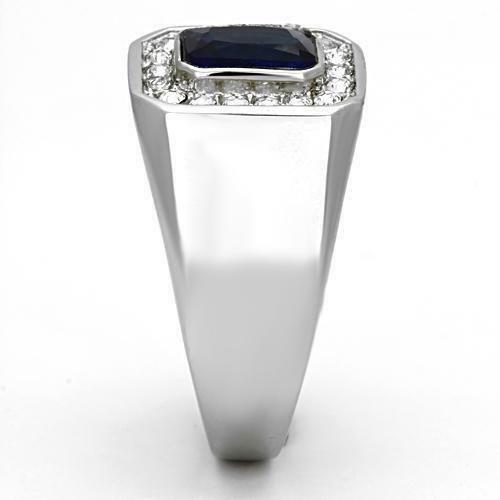 TK954 – High polished (no plating) Stainless Steel Ring with Synthetic