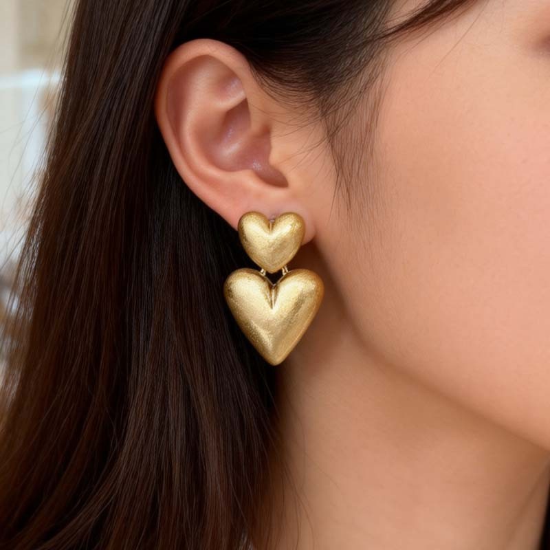 New 36mm Zara Heart Drop Statement Earrings Retro Women Party Vacation Jewelry