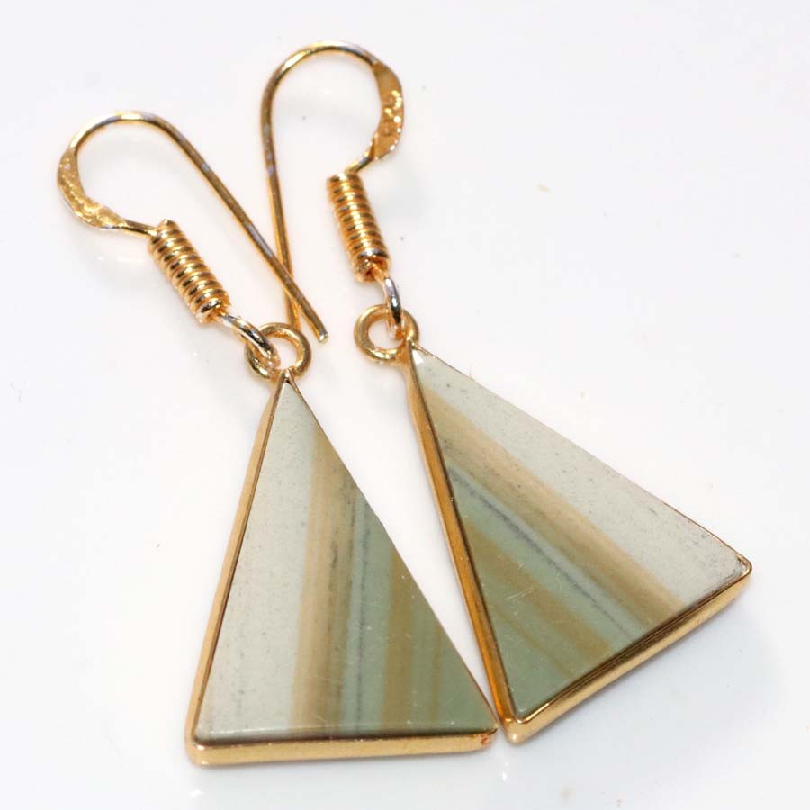 Bezel Larsonite Golden Plated Earrings 1.8″ Special Edition Design Trendy GW