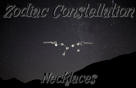 Zodiac All 12 Constellation Necklace Silver color w/ stones 18” chain you pick