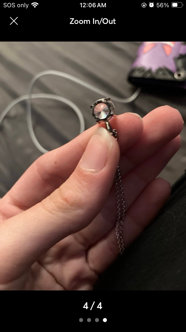 Silver Plated Cable Chain Necklace with Round Clear diamond carat