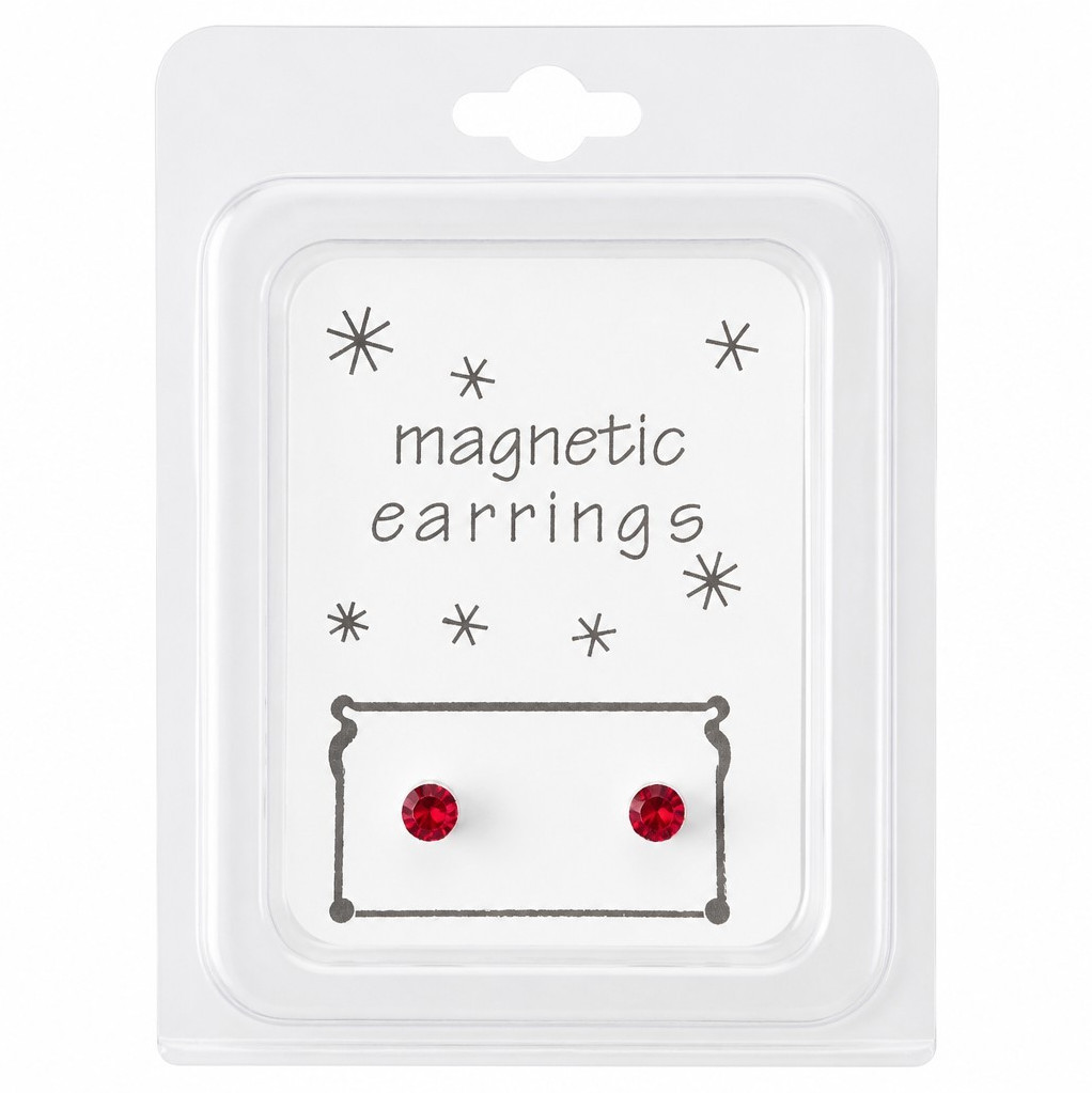 ❤️ Magnetic Red Crystal Stud Earrings Non Pierced Clip On Mens Womens Gift ❤️