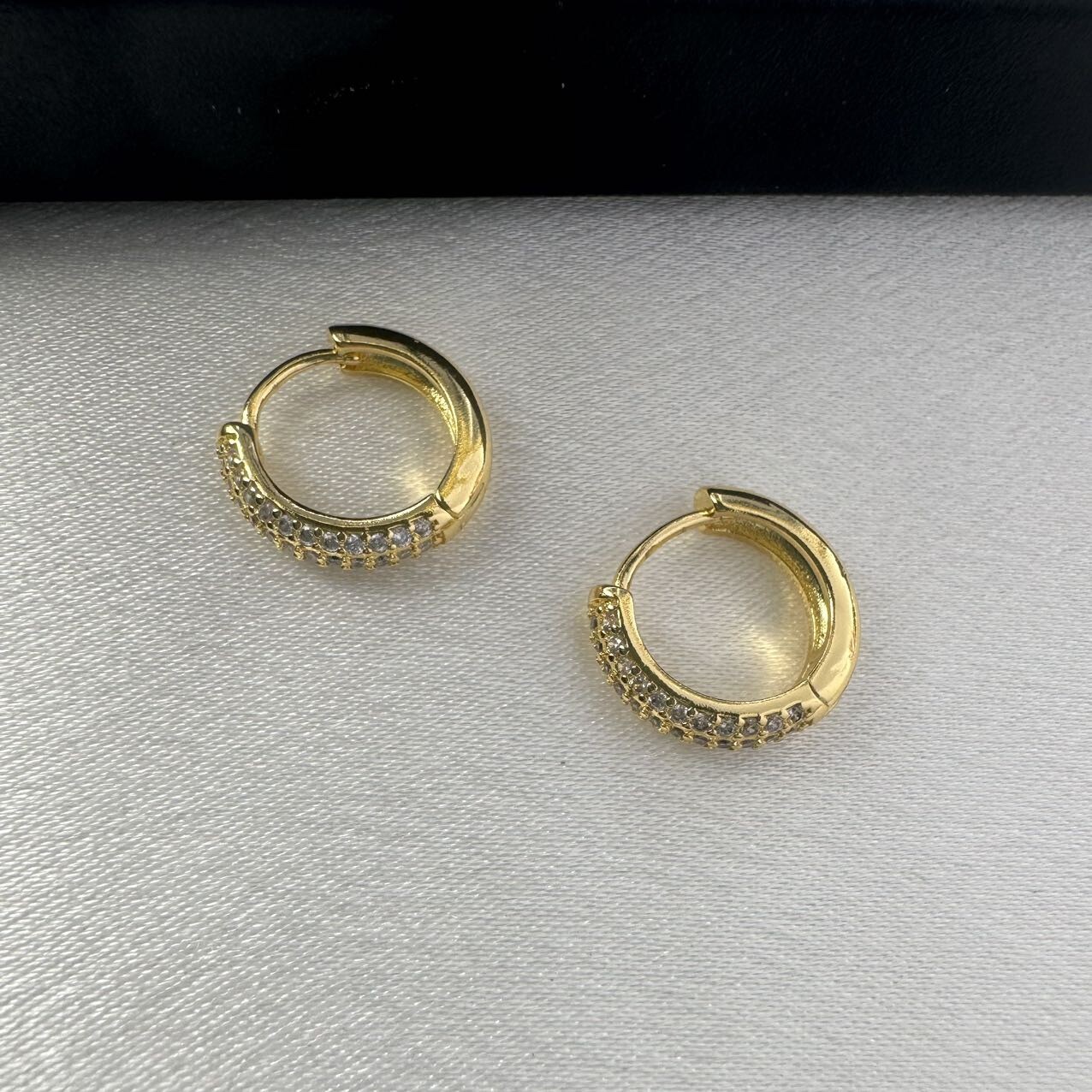 14mm CZ Small Gold Hoop Earrings for Women Men