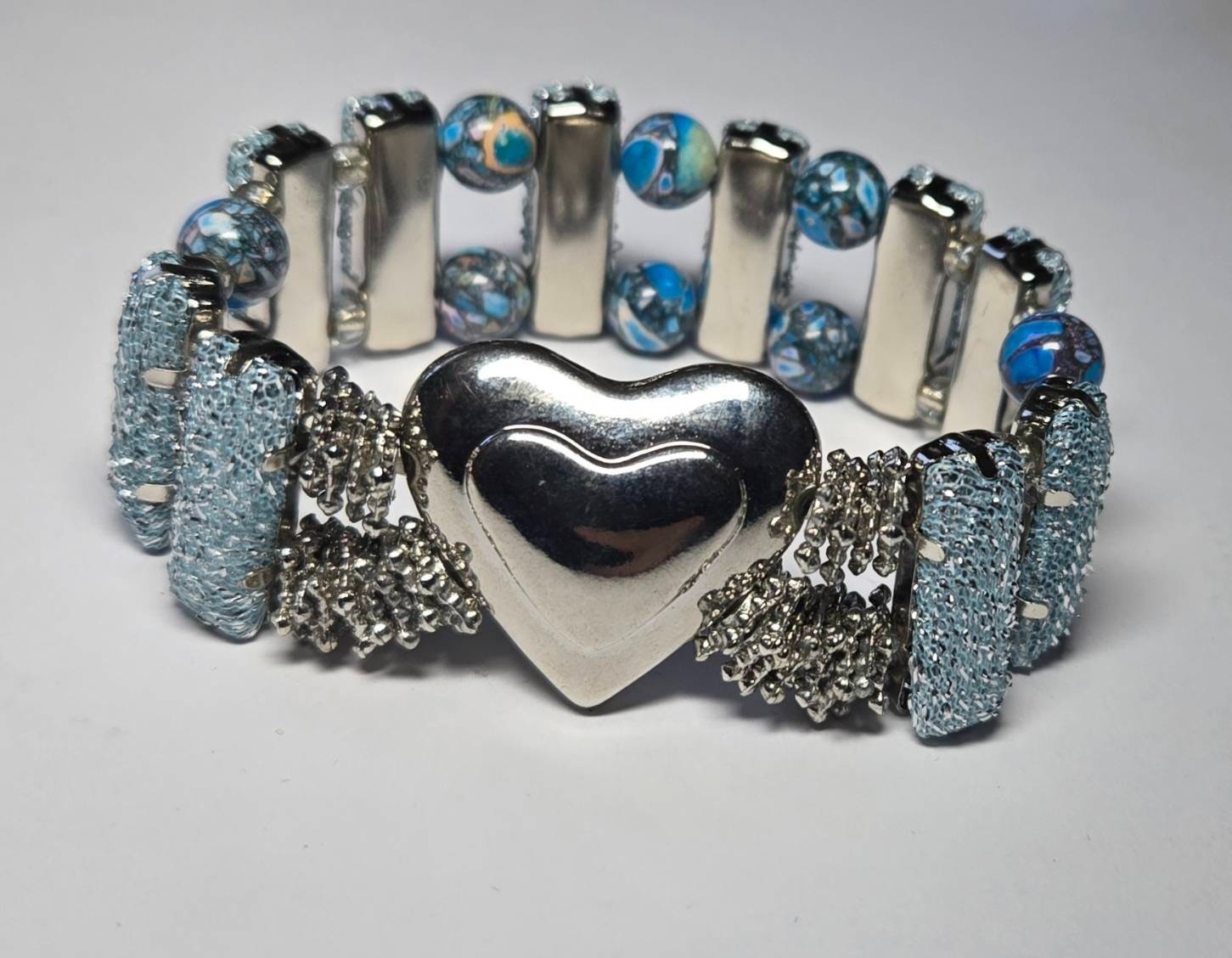 6 Pc Stretch Bracelet Set Mixed Colors Angel Heart Fashion Jewelry Lot for Women