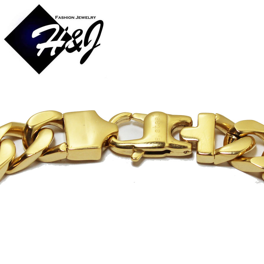 36″MEN’s Stainless Steel HEAVY WIDE 11x5mm Gold Plated Cuban Curb Chain Necklace
