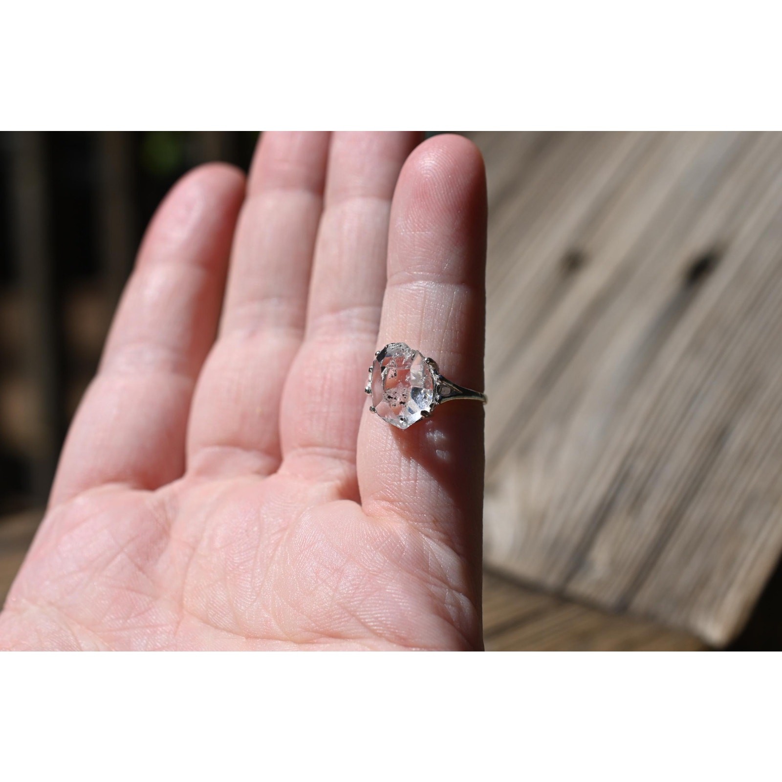 Herkimer Diamond Ring Rustic dainty unique alternative simple boho minimalist