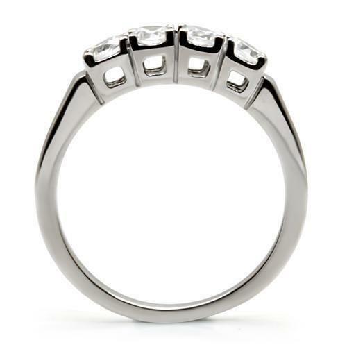 TK047 – High polished (no plating) Stainless Steel Ring with AAA Grade CZ in