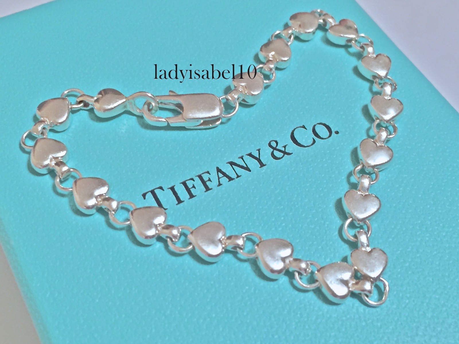7.4″ Tiffany & Co. Continuous Heart Bracelet Sterling Silver w/ Pouch – Vintage