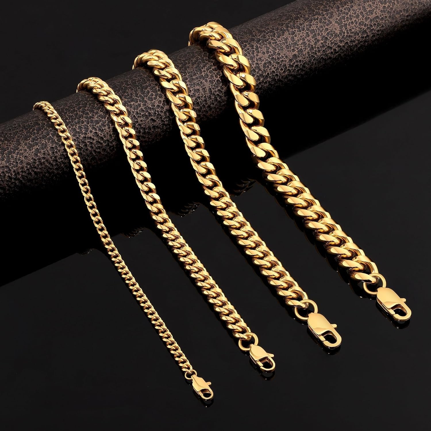 Stainless Steel Cuban Chain Bracelets for Men & Women – 6.5/7/7.5/8/9 Inch Go…