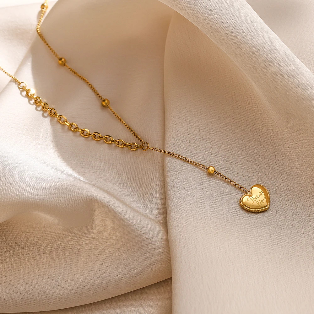 2024 New Arrival Gold Color 316L Stainless Steel Wedding Jewelry Fashion Heart P