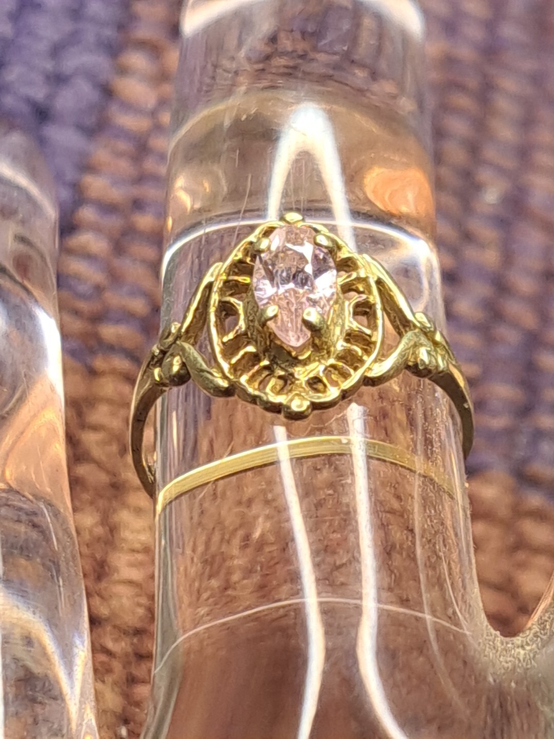 Ring 1 Carat Pink Gemstone Ring in 10K Solid Yellow Gold Size 6.5 11-14