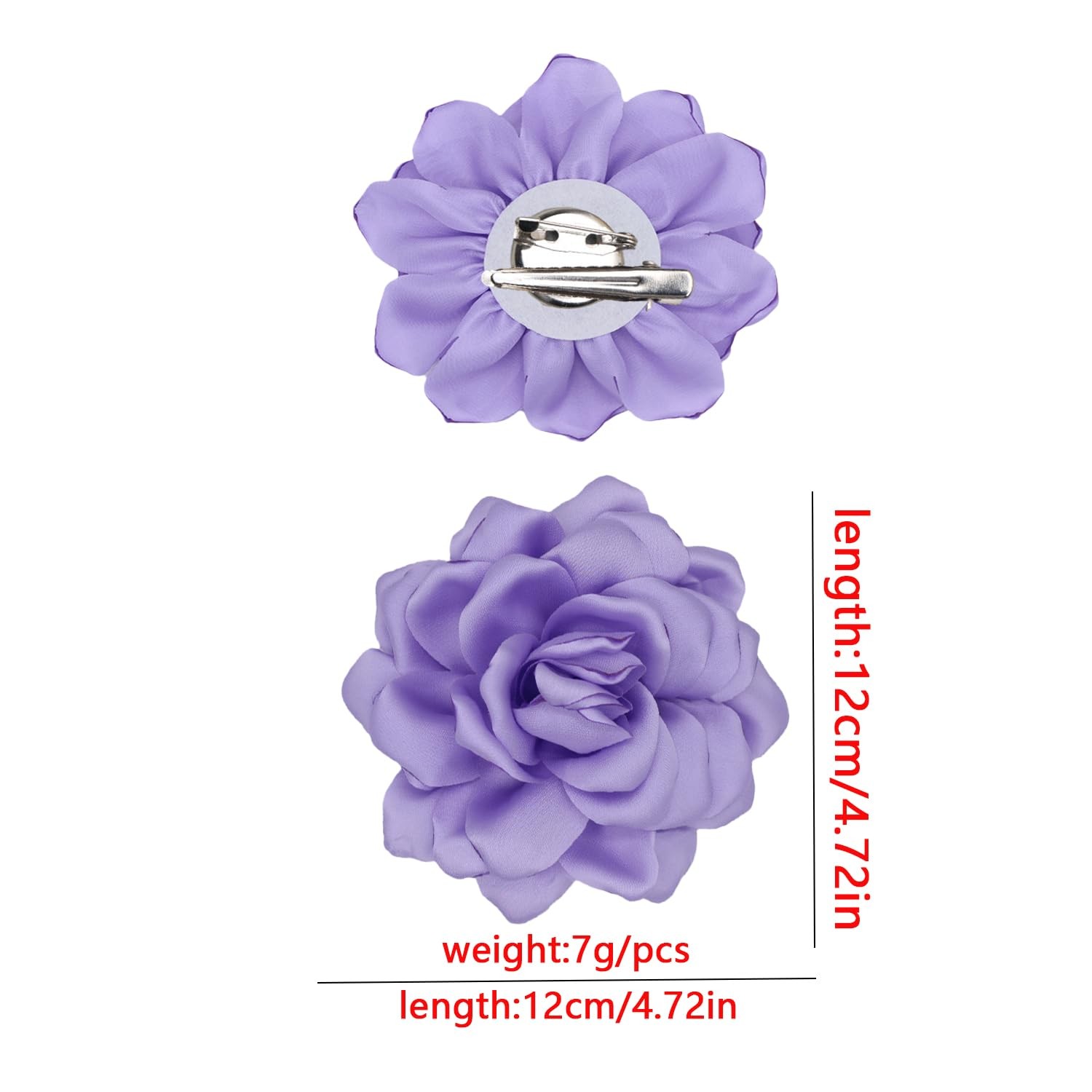Purple Satin Fabric Camellia Flower Brooch Lapel Pins for Women