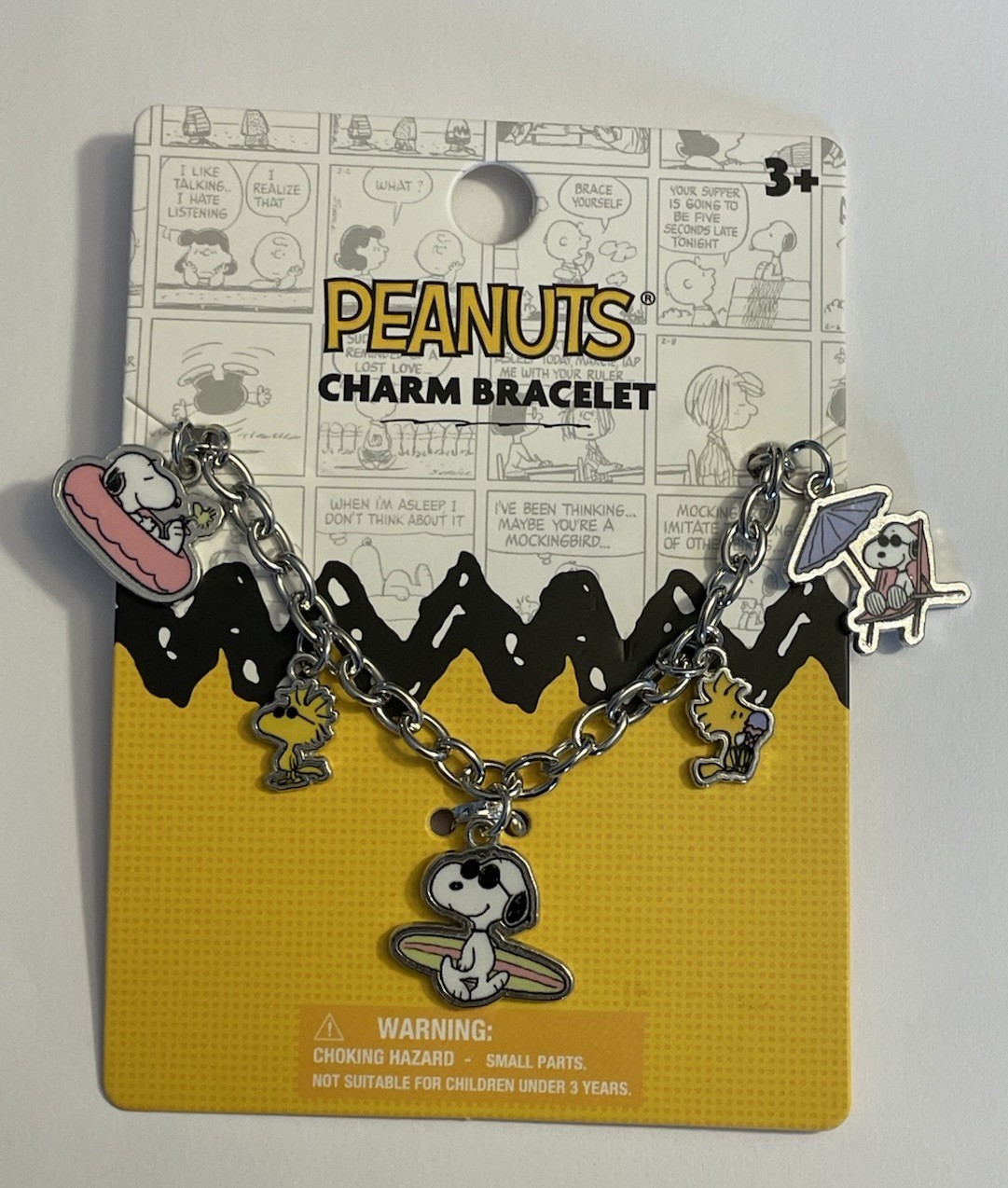 Peanuts Snoopy & Woodstock 7” Charm Bracelet 5 Charms Summer beach Themed