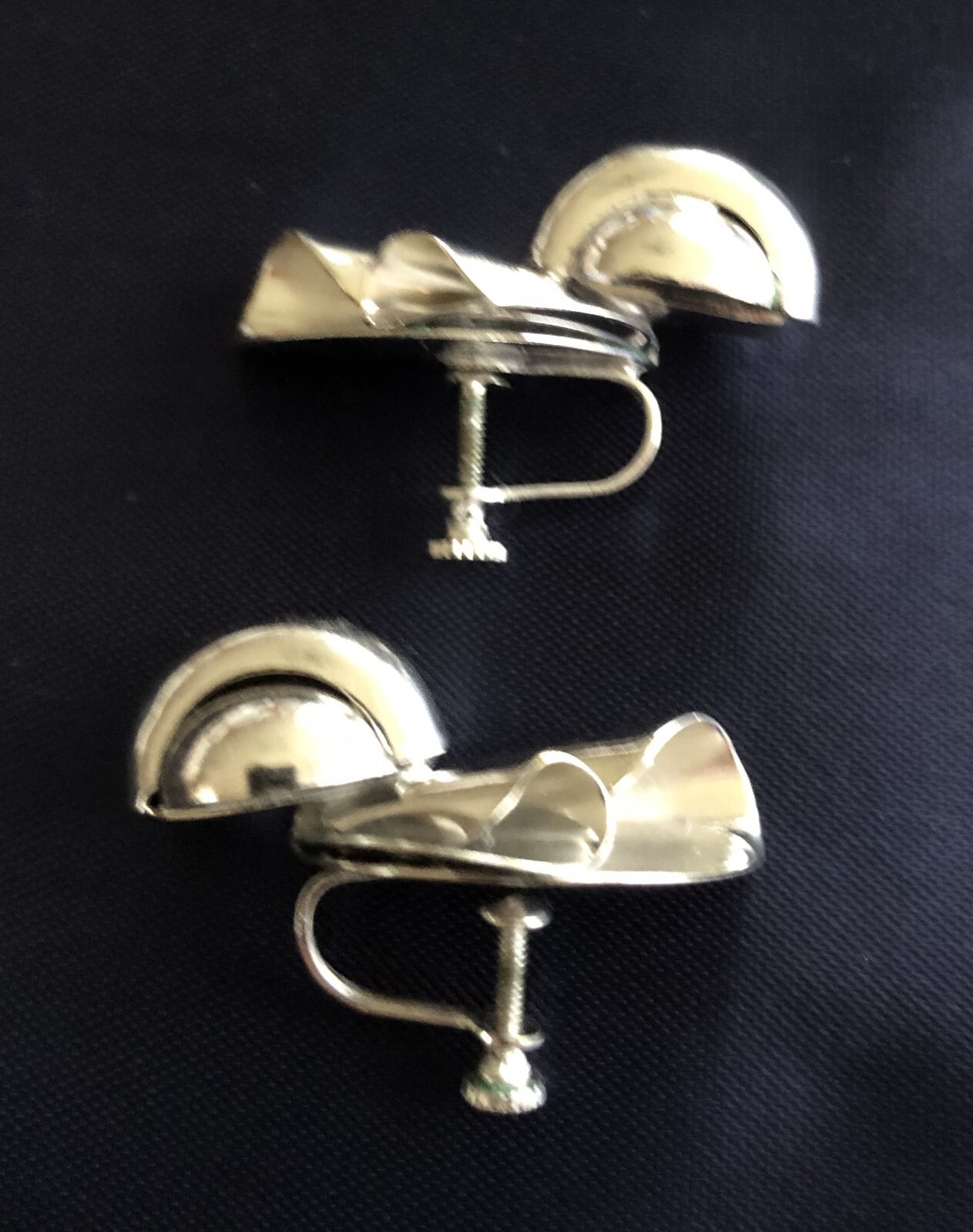 Vintage Silver Tone, Art Deco, Art Nouveau, Ball & Cone, Metal, Earrings