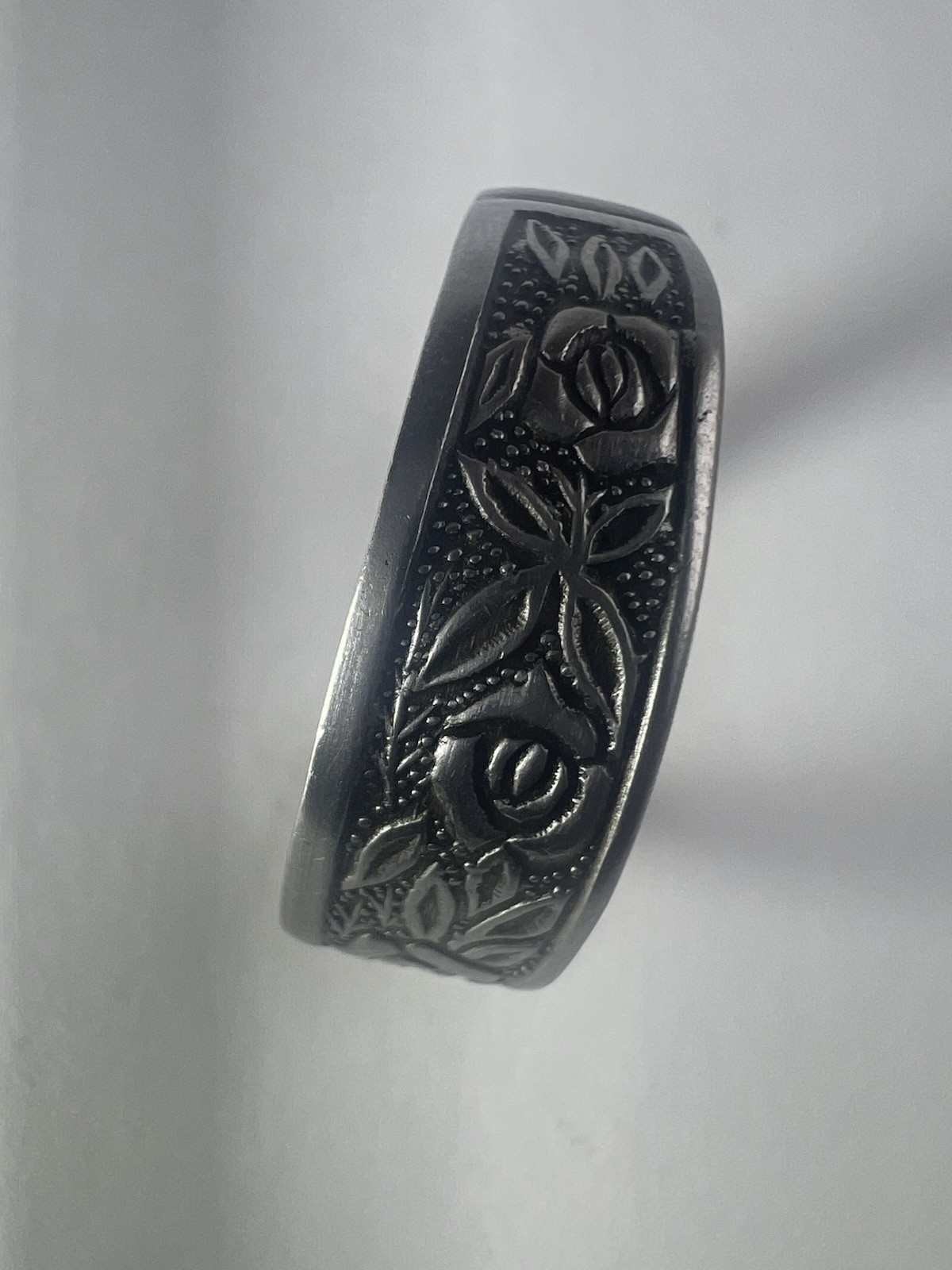 Celtic Rose Flower Spoon Ring Stainless Steel Viking Boho Gothic Unisex Jewelry