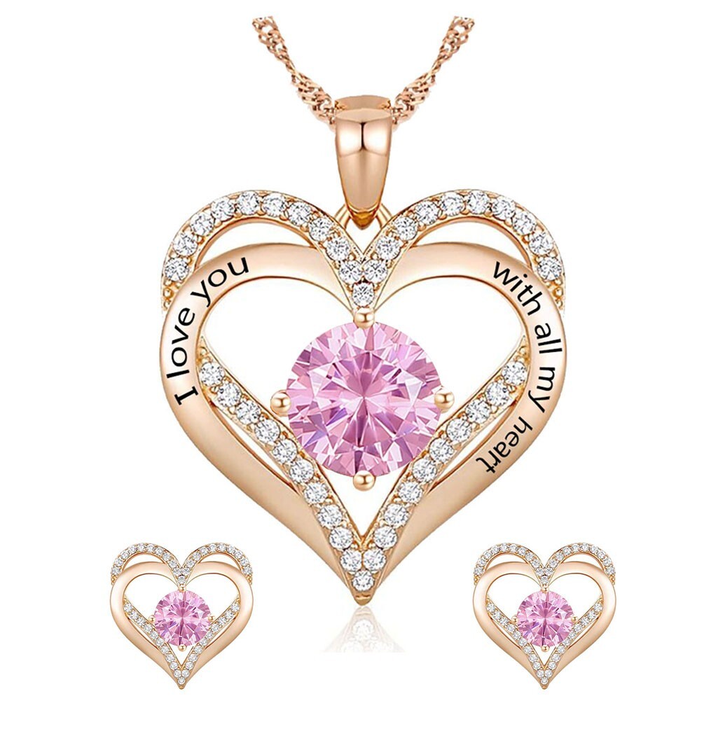 925 Silver Birthstone Necklace/Gift for Wife /Gift for Girlfriend –Free Earrings