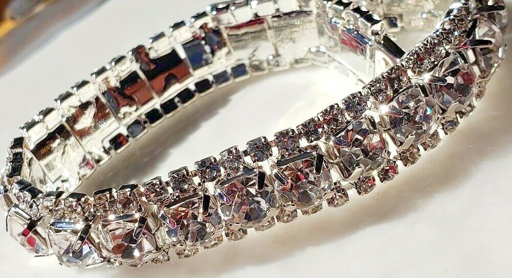 12 Carats AAA White Diamonique Austria Crystals 18K White Gold Filled Bracelet