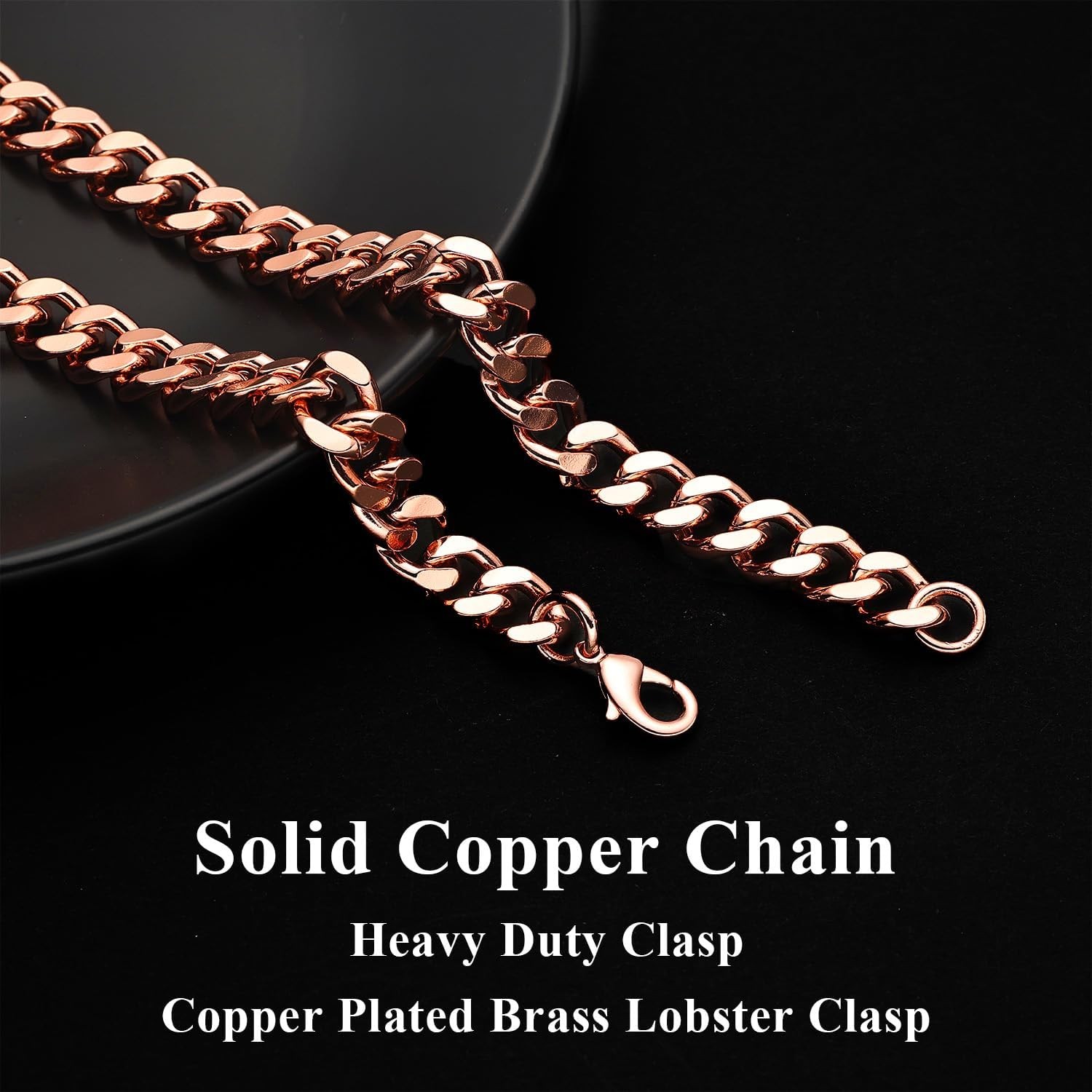 Heavenly Metals Copper Necklace for Men & Women – 99.9% Pure Copper Cuban Link