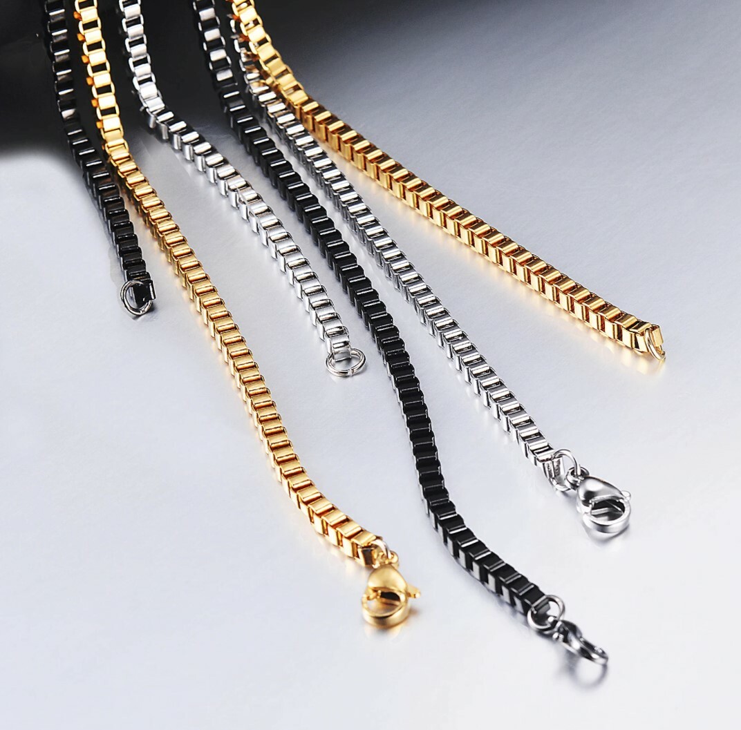 Rose Gold Stainless Steel 45 cm (17.7 Inch) 2 mm Square Box Neck Chain Necklace