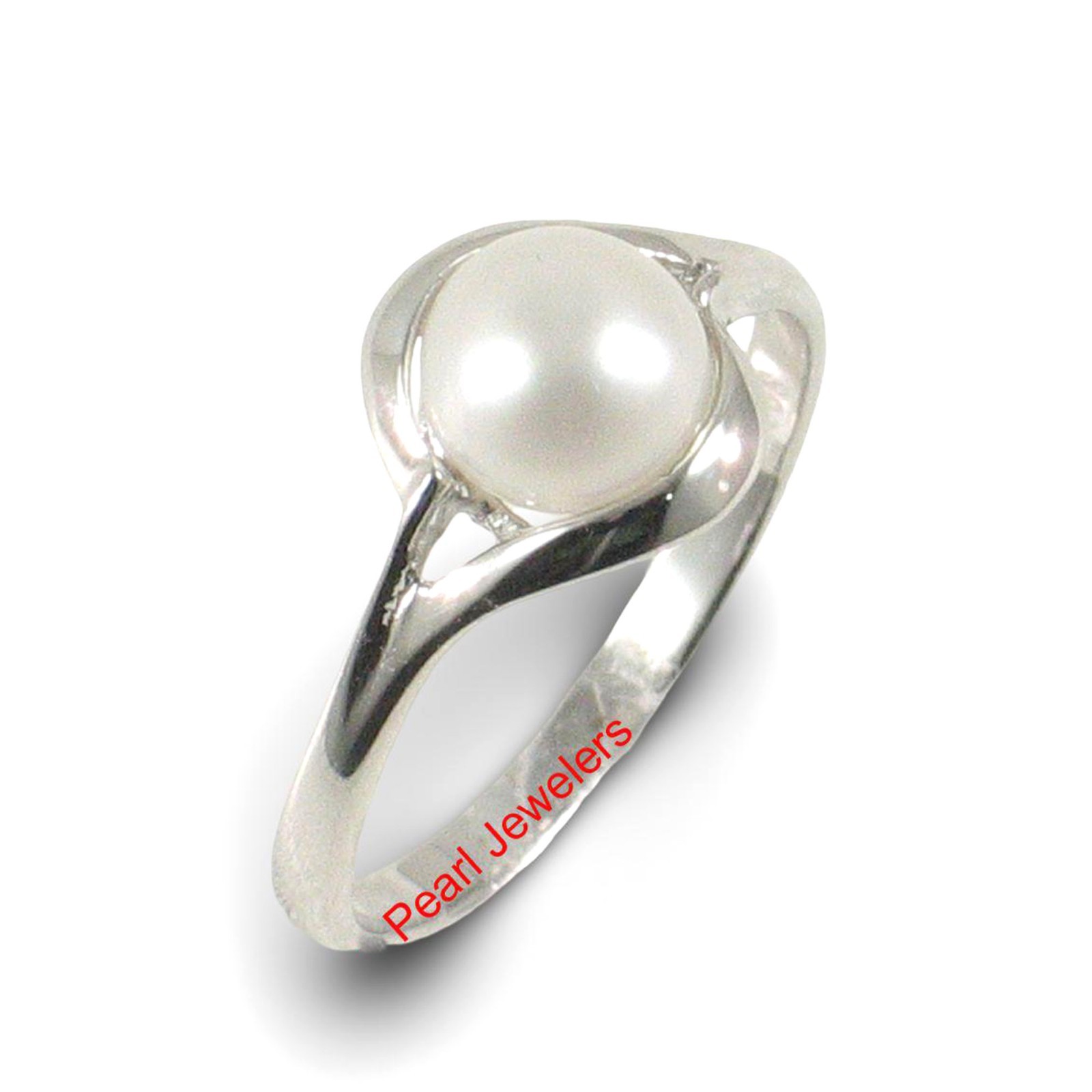 Solid Sterling Silver 925 White Freshwater Cultured Pearl Solitaire Ring – TPJ