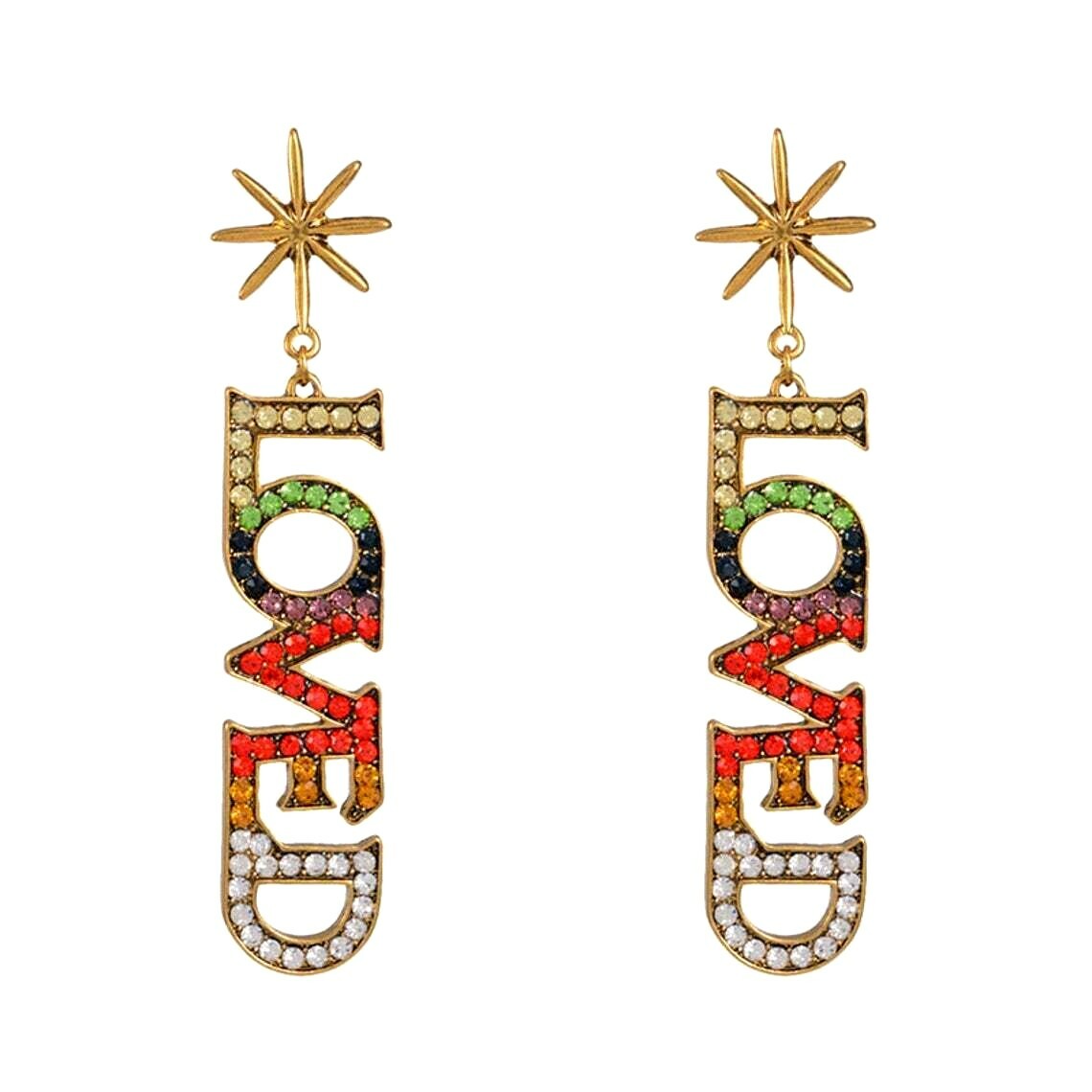 Kpop BTS Singularity V Kim Taehyung Crystal Loved Letter Earrings Inspired