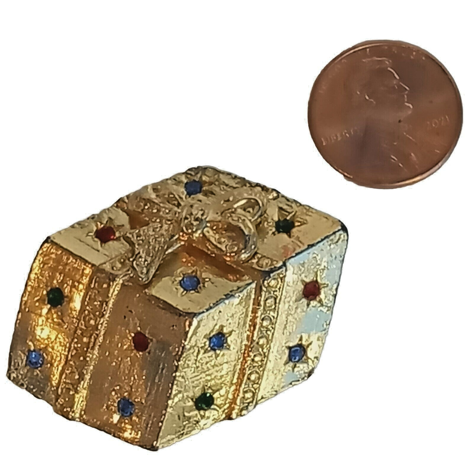 Rhinestone Gift Pin Holiday Christmas Birthday Present Box Stars Bow Brooch Pin