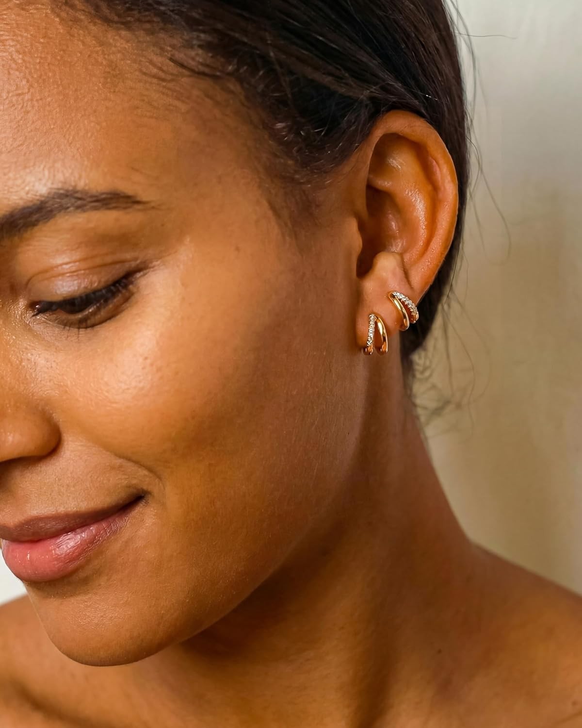 Gold Small Hoop Earrings for Women Trendy Dainty 14K Gold Huggie Hoop Earrings S