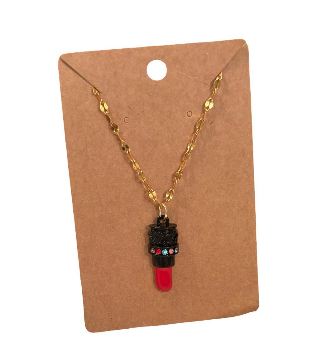 Red Lipstick Pendant Charm Necklace