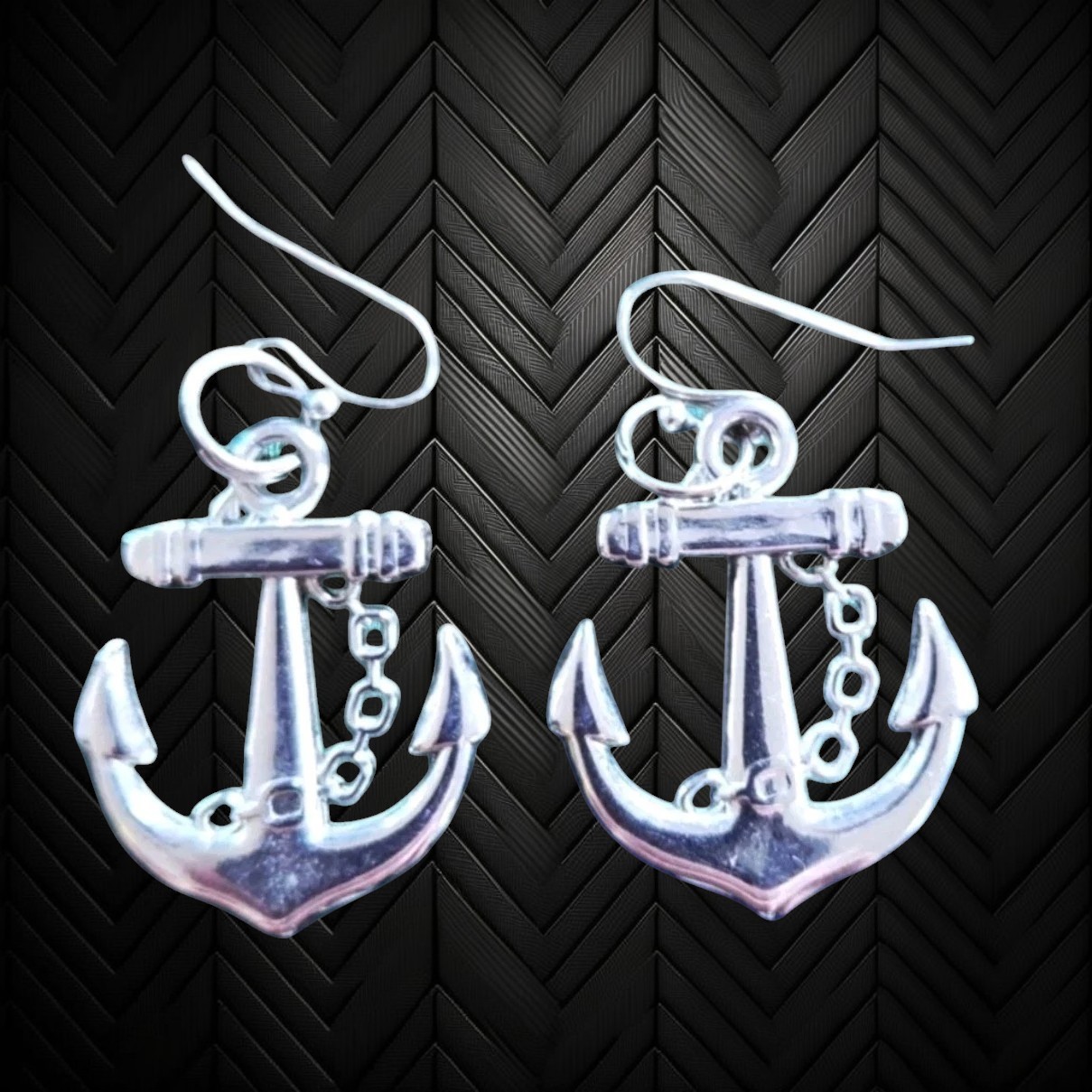 Anchor Dangle Drop Earrings Hook Chain Nautical Jewelry 1.5” Next Day Shipping