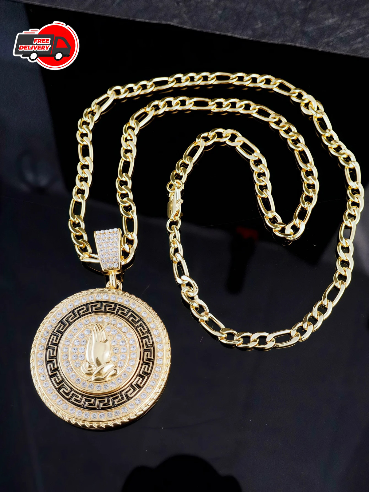 Gold Roulette Spinning Center /Casino Poker Cards Pendant Necklace Cuban Chain