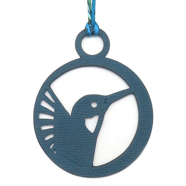 HERMES Bag Charm Petit H Hummingbird Togo Veau Epsom Bordeaux x Blue Bird H