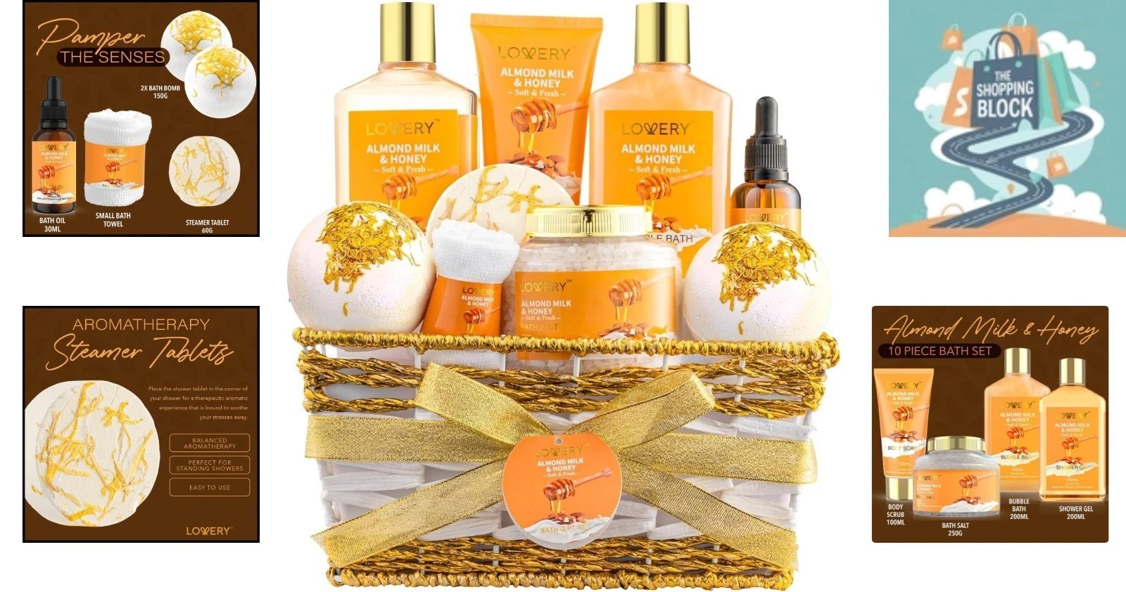 10-Piece Almond Milk & Honey Spa Gift Basket for Women