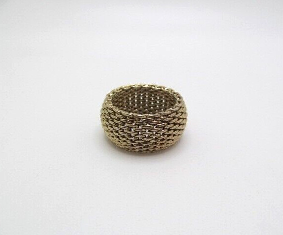 Vintage Silver Tone Domed Dome Wide 13mm Mesh Link Ring Size 9