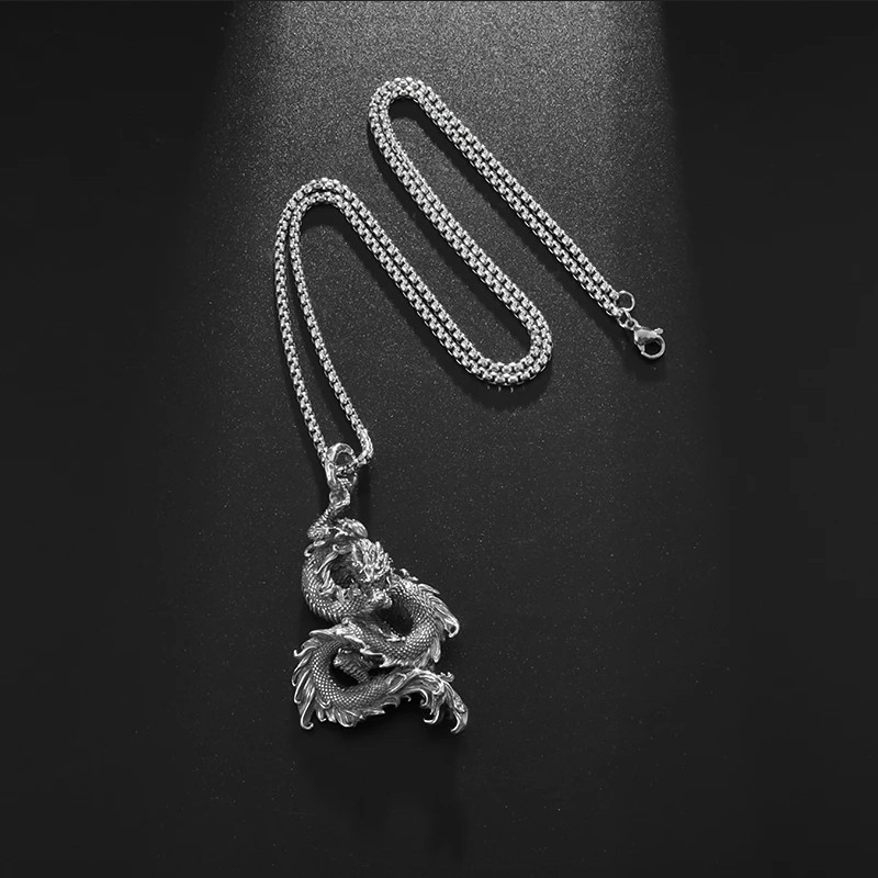 Dragon Snake Mythical Pendant Necklace Gothic Fairy Tale Jewelry