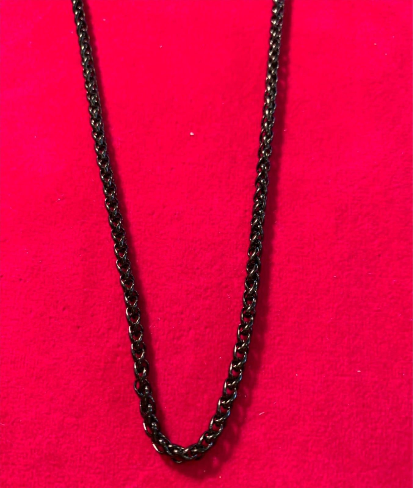 16″ Men ,Women, ,3mm Stainless Steel Black Plated Braided Wheat Necklace
