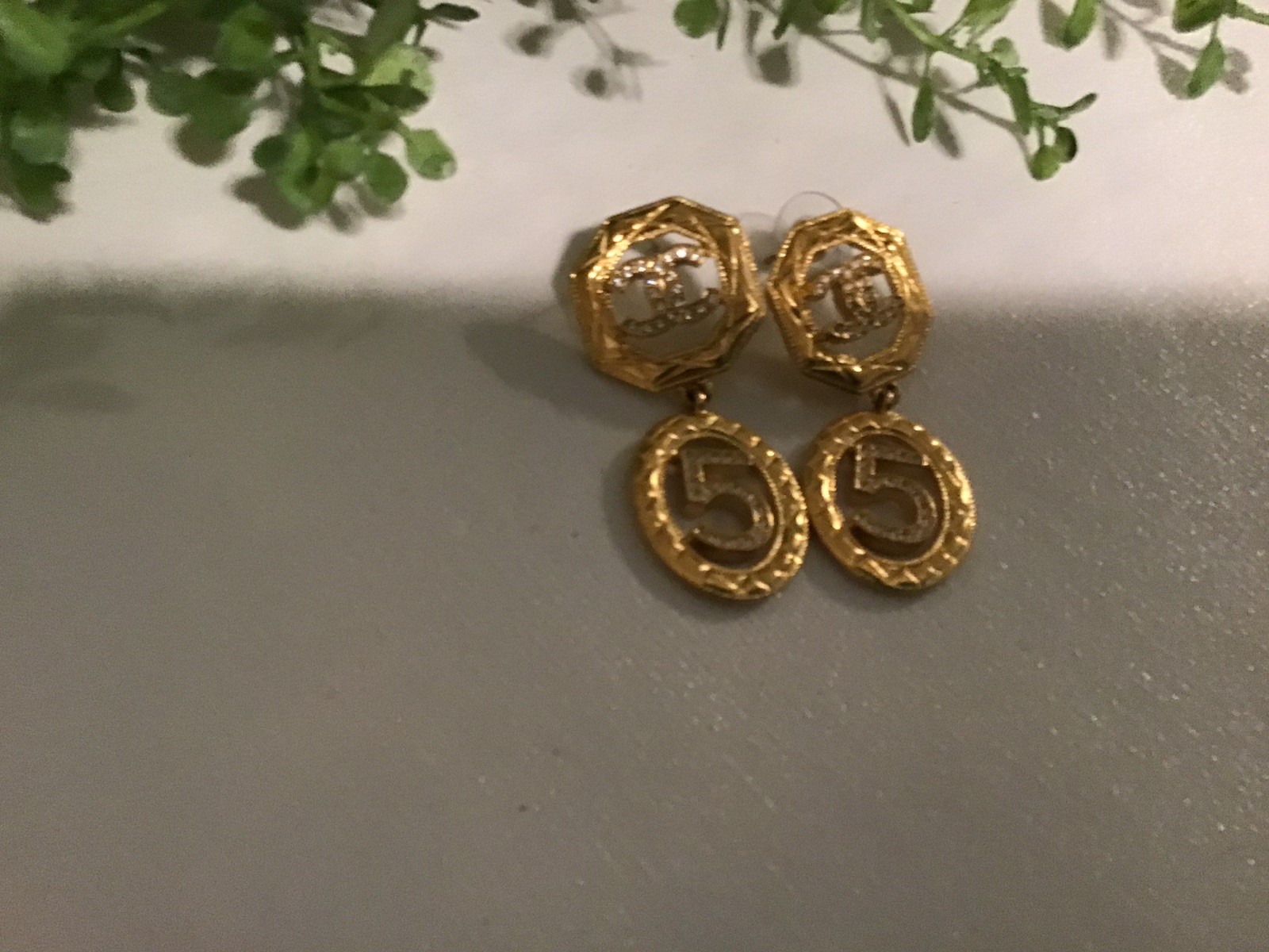 CHANEL – 24A Gold NO.5 Design Coco Mark Earrings