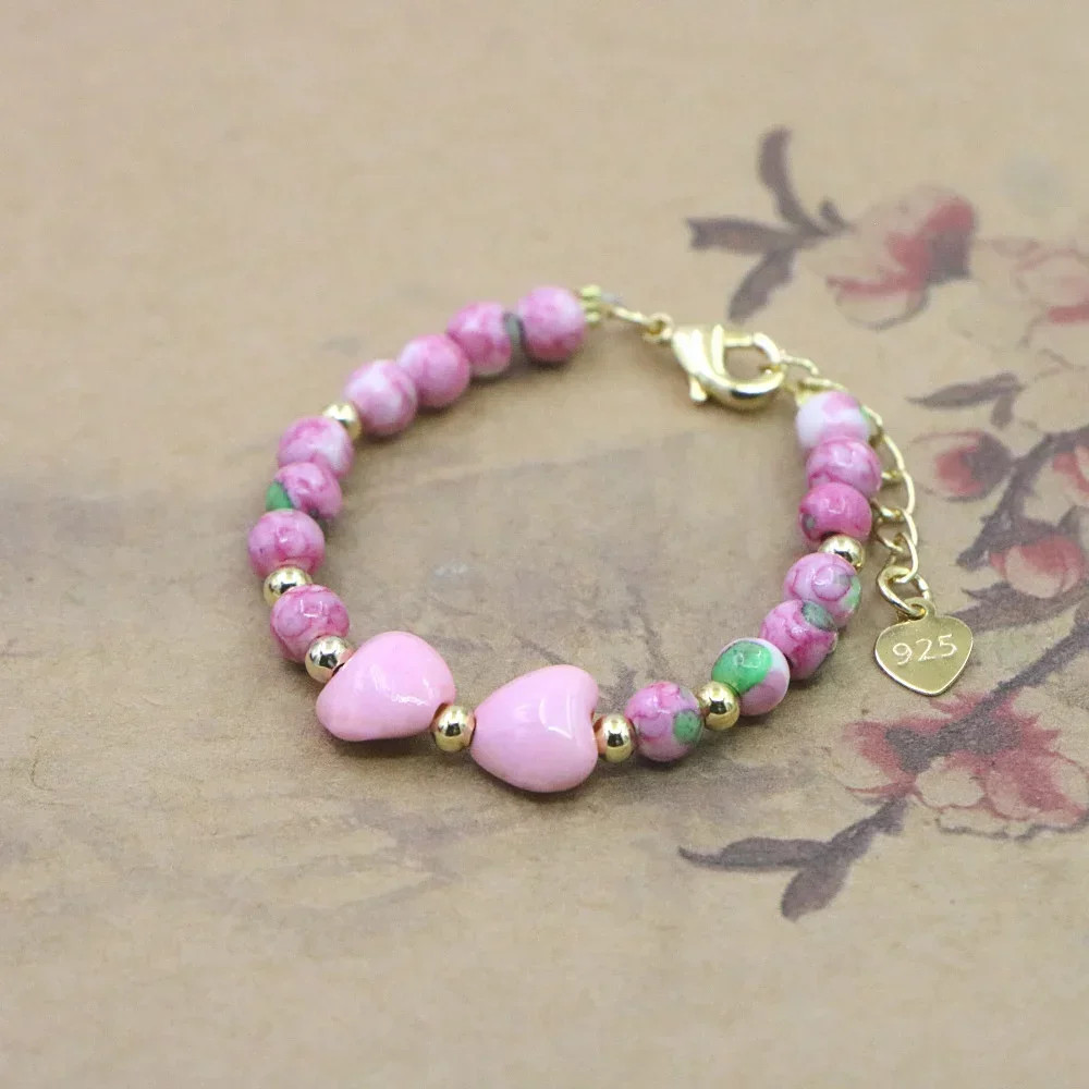 Baby Girls Bracelet Natural Stone Bead Lobster Clasp Charm Jewelry Adjustable