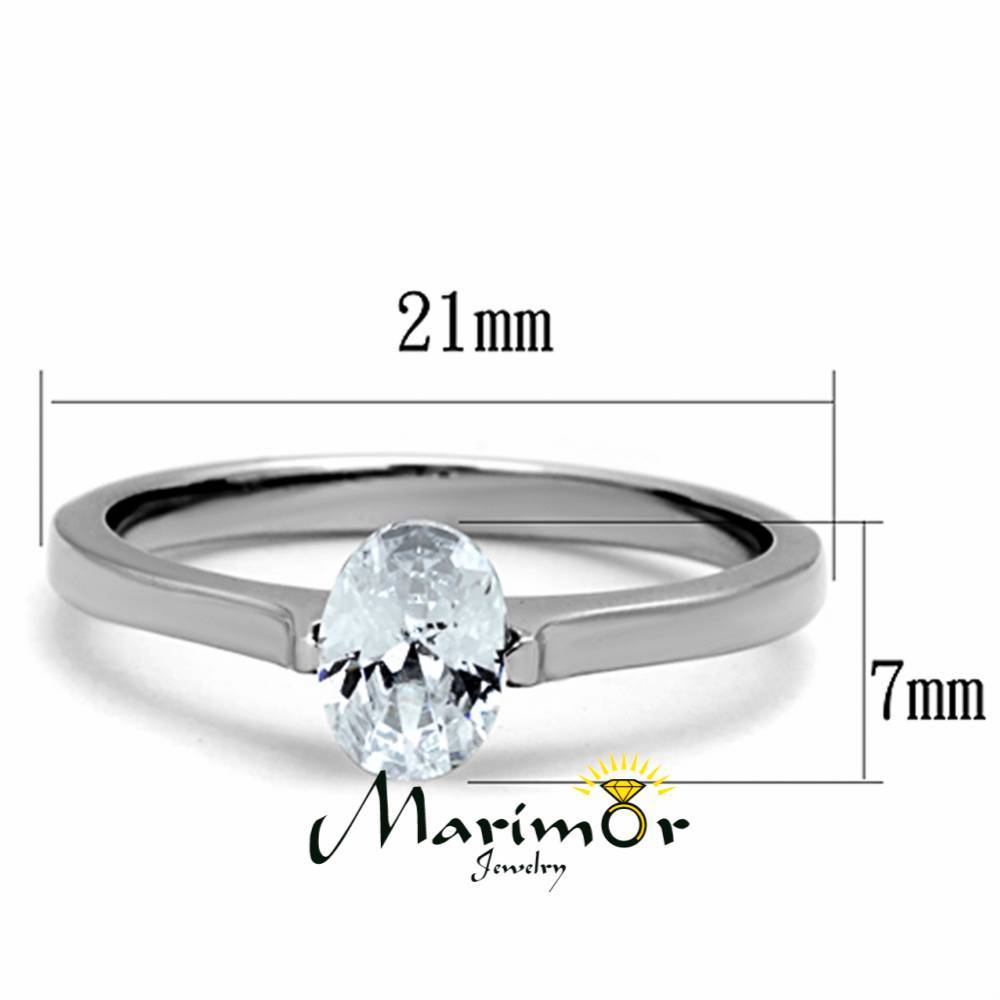 .76 Ct Zirconia Oval Solitaire Stainless Steel Engagement/Promise Ring Size 5-10